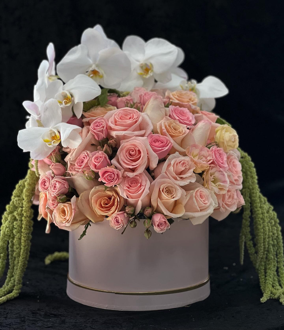 Pandora's Box - Luxury Hatbox Roses & Orchids | Spring Flowers Encino