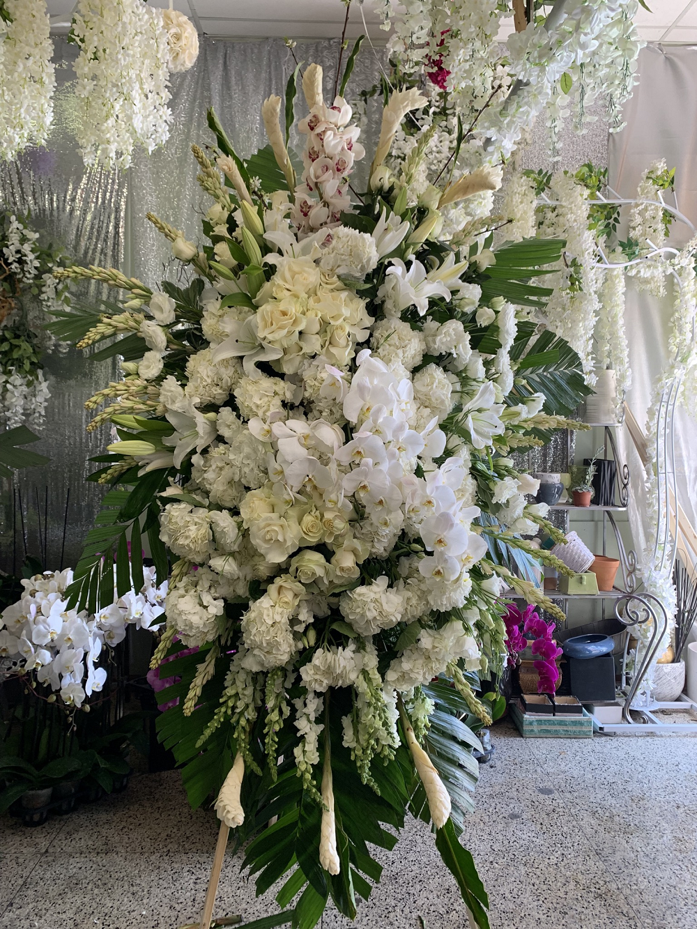 White Funeral Spray Large