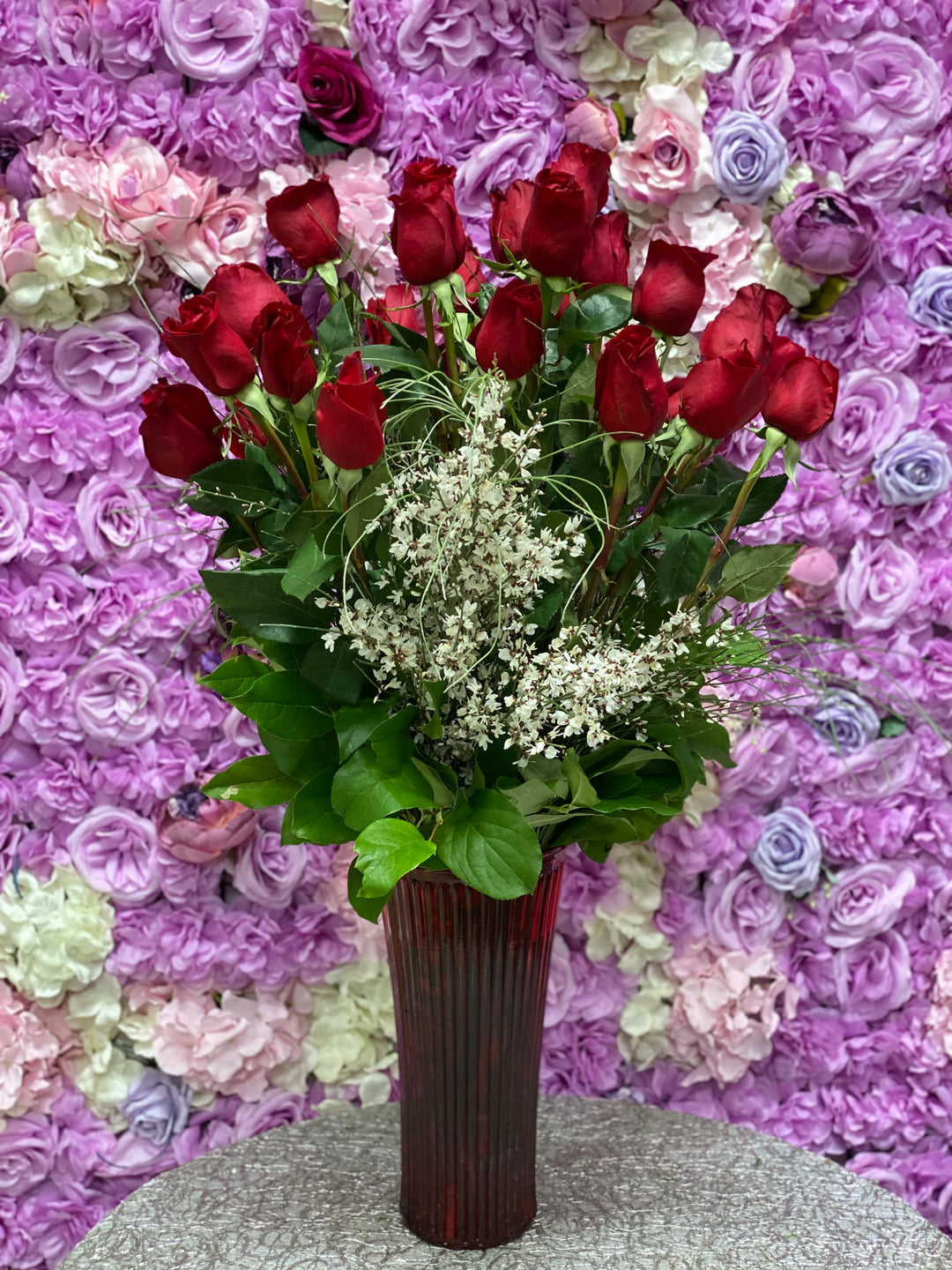 2 Dozen Roses with vase - Encino Florist