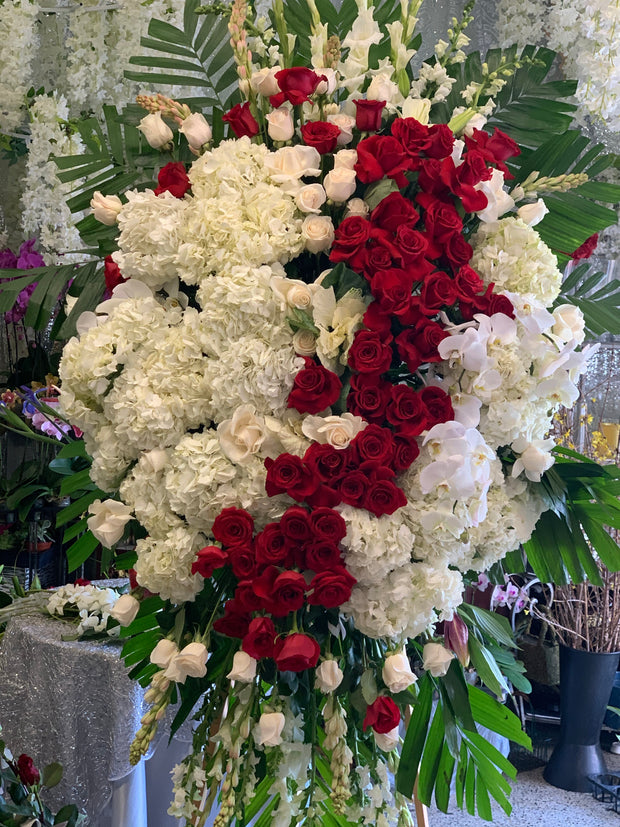 Red & White Funeral Spray